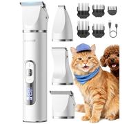 Oneisall Cortapelos 3 en 1 para Mascotas, Maquina Cortar Pelo Perros, Maquinilla Silenciosa con Pantalla LCD, Ideal para Cortar Pelaje Enredado, Sarro Anal, Patas y Ruedas de Gatos y Perros