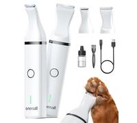 oneisall Cortapelos para perros bajo nivel de ruido para recortar el pelo de perro alrededor de las patas, los ojos, las orejas, la cara y el rump (Blanco)