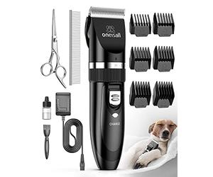 oneisall Cortapelos para perros, de bajo ruido, recargable, inalámbrico, eléctrico, silencioso, para perros, gatos, mascotas (Negro)