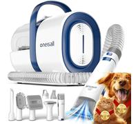 oneisall Cortapelos Perros con aspiradora de pelo, Aspira el 99% del pelo de las mascotas, máquina de corte silenciosa para perros y gatos y otras 7 herramientas de aseo (azul)
