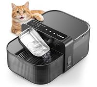 oneisall Fuente inalámbrica para gatos de 3,5 L, sin filtro, cuenco de agua de acero inoxidable, sistema separado de agua fresca y sucia, ultrasilencioso, 30 dB, dispensador de agua automático