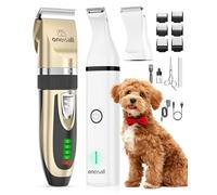 oneisall Kit de cortapelos para perros y patas de perro, 2 en 1, kit de aseo para mascotas, gatos, perros, silencioso, inalámbrico