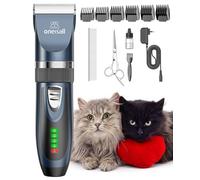 oneisall maquina de cortar pelo para gatos silenciosa, con 6 Peines de Guía Máquina Cortar Pelo Perro Gato Cortador de Pelo Recargable (Azul)