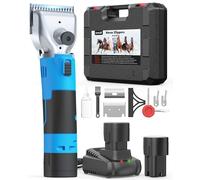 oneisall Maquina pelar Caballos de 2 Bateria, Profi Esquiladora Caballos para Pelo Grueso y Enmarañado, Maquina esquilar Caballos con motor potente de 2400 PRM/MIN, Apto para todo el cuerpo (Azul)