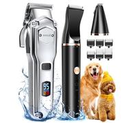 oneisall Premium Maquina Cortar Pelo Perros, IPX7 Todo el Cuerpo Lavable Maquinilla Inalámbrico Cortapelos Apta para largo y pelo grueso (plateado 3 en 1)