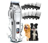 oneisall Premium Maquina Cortar Pelo Perros, IPX7 Todo el Cuerpo Lavable Maquinilla Inalámbrico Cortapelos Apta para largo y pelo grueso (plateado)