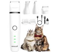 oneisall set de maquina de cortar pelo para gatos silenciosa, 3 en 1 profesional maquinilla para gatos de pelo largo para patas, nalgas, nudos, dingleberry (Blanco)