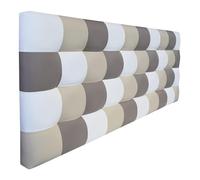 ONEK-DECCO Cabecero de Cama Kansas Patchwork Tapizado en Polipiel, Cabezal Acolchado Original de Diseño Moderno para Dormitorio Juvenil y Matrimonio (90x70, Blanco-Arena-Beige)
