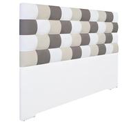 ONEK-DECCO Cabecero de Cama Kansas Patchwork Tapizado en Polipiel, Cabezal Acolchado Original de Diseño Moderno para Dormitorio Juvenil y Matrimonio (110x125, Blanco-Arena-Beige)