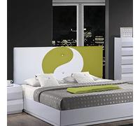 ONEK-DECCO Cabecero de Cama Mod.Ying Yang tapizado en Polipiel,Acolchado de Espuma Varias Medidas y Colores,Cabezal niños, Juvenil y Cama Matrimonio (135x70, Blanco-Verde)