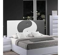 ONEK-DECCO Cabecero de Cama Mod.Ying Yang tapizado en Polipiel,Acolchado de Espuma Varias Medidas y Colores,Cabezal niños, Juvenil y Cama Matrimonio (155x70, Blanco-Gris)