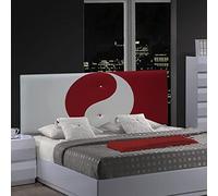 ONEK-DECCO Cabecero de Cama Mod.Ying Yang tapizado en Polipiel,Acolchado de Espuma Varias Medidas y Colores,Cabezal niños, Juvenil y Cama Matrimonio (90x70, Blanco-Rojo)