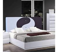 ONEK-DECCO Cabecero de Cama Mod.Ying Yang tapizado en Polipiel,Acolchado de Espuma Varias Medidas y Colores,Cabezal niños, Juvenil y Cama Matrimonio (150x70, Blanco-MARRÓN)