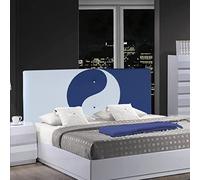 ONEK-DECCO Cabecero de Cama Mod.Ying Yang tapizado en Polipiel,Acolchado de Espuma Varias Medidas y Colores,Cabezal niños, Juvenil y Cama Matrimonio (90x70, Blanco-Azul)