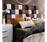 ONEK-DECCO Cabecero de Cama tapizado en Polipiel de Dormitorio Mod. Kansas Patchwork 10,Acolchado de Espuma Varias Medidas, Cama de niño, Juvenil y Matrimonio (125X70, Blanco-Naranja-Gris-Negro)