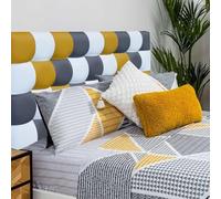 ONEK-DECCO Cabecero de Cama tapizado en Polipiel de Dormitorio Mod. Kansas Patchwork 11,Acolchado de Espuma Varias Medidas, Cama de niño, Juvenil y Matrimonio (135X70, Blanco-Gris-Mostaza)
