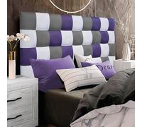 ONEK-DECCO Cabecero de Cama tapizado en Polipiel de Dormitorio Mod. Kansas Patchwork 15,Acolchado de Espuma Varias Medidas, Cama de niño, Juvenil y Matrimonio (175X70, Blanco-Gris-Morado)