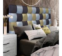 ONEK-DECCO Cabecero de Cama tapizado en Polipiel de Dormitorio Mod. Kansas Patchwork 16,Acolchado de Espuma Varias Medidas, Cama de niño, Juvenil y Matrimonio (180X70, Marrón-Plata-Dorado)
