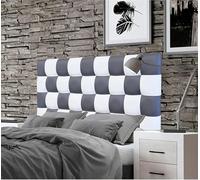 ONEK-DECCO Cabecero de Cama tapizado en Polipiel de Dormitorio Mod. Kansas Patchwork 2 Colores, Acolchado de Espuma Varias Medidas, Cama de niño, Juvenil y Matrimonio (110X70, Blanco-Gris)