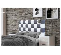 ONEK-DECCO Cabecero de Cama tapizado en Polipiel de Dormitorio Mod. Kansas Patchwork 2 Colores, Acolchado de Espuma Varias Medidas, Cama de niño, Juvenil y Matrimonio (120X70, Blanco-Gris)