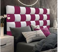 ONEK-DECCO Cabecero de Cama tapizado en Polipiel de Dormitorio Mod. Kansas Patchwork 2 Colores, Acolchado de Espuma Varias Medidas, Cama de niño, Juvenil y Matrimonio (90X70, Blanco-Fucsia)