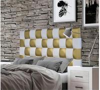 ONEK-DECCO Cabecero de Cama tapizado en Polipiel de Dormitorio Mod. Kansas Patchwork 2 Colores, Acolchado de Espuma Varias Medidas, Cama de niño, Juvenil y Matrimonio (140X70, Blanco-Dorado)