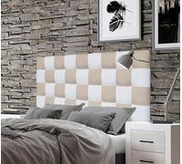 ONEK-DECCO Cabecero de Cama tapizado en Polipiel de Dormitorio Mod. Kansas Patchwork 2 Colores, Acolchado de Espuma Varias Medidas, Cama de niño, Juvenil y Matrimonio (110X70, Blanco-Beige)