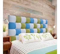 ONEK-DECCO Cabecero de Cama tapizado en Polipiel de Dormitorio Mod. Kansas Patchwork 6,Acolchado de Espuma Varias Medidas, Cama de niño, Juvenil y Matrimonio (155X70, Blanco-Verde-Turquesa)