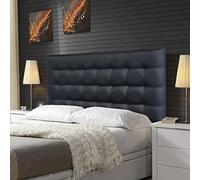 ONEK-DECCO Cabecero tapizado en Polipiel de Dormitorio Kansas Medidas cabecero de Cama niño, Juvenil y Matrimonio Cabezal Blanco, tapizado, Acolchado (135x70, Negro)