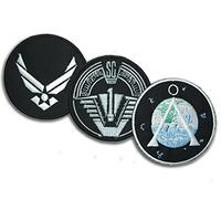 ONEKOOL Star Gate SG1 - Juego de 3 Prop Chaqueta Hook and Loop Parche Parches - RL18, Chevron & USAF