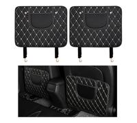 ONEMAJI 2 Pzs Protector de Asiento para Opel Corsa D E F 2006-2024 2025, Kick Mats Trasero Organizador Coche Resistente Accesorios Estético Guard,Black-Beige