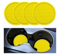 ONEMAJI 4 Piezas Alfombrillas Posavasos Vehiculo para Audi A1 A3 RS3 A4 A5 A6 A7 RS7 A8 Q3 Q5 Q7 R8 S, Mantiene Limpio Protector Soporte Vasos Agua Bebidas Automovil,Yellow