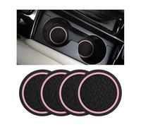 ONEMAJI 4 Piezas Posavasos para Vehiculos Automoviles para Kia Picanto GT Line 2015-2023, Accesorios de Portaobjetos Interiores Alfombrillas Protectoras,Pink
