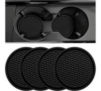 ONEMAJI 4 Piezas Posavasos para Vehiculos Automoviles para Skoda Fabia 2008-2011, Accesorios de Portaobjetos Interiores Alfombrillas Protectoras,Black