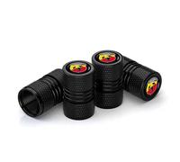 ONEMAJI 4 Piezas Tapones Válvula Neumático para Abarth 600e SUV 2024-2026, Cubiertas Vástago Rueda Hermético Tapas Aire Antipolvo Accesorios Coche Set,Black