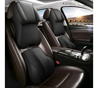 ONEMAJI Juego de Cojín Reposacabezas y Soporte Lumbar de Coche para DS5 Espuma Viscoelástica Cuero Transpirable,Black