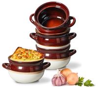 ONEMORE Cuencos de sopa de cebolla francesa, recipientes de sopa aptos para horno con asas, 28 onzas, cuencos grandes de cerámica para chile, guiso de res, cereales, pasteles de olla, cacerolas