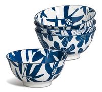 ONEMORE Juego de 4 cuencos de cerámica para sopa, 20 onzas, cuencos de porcelana azul para postre, helado, frutas, resistentes a los arañazos, aptos para microondas y lavavajillas, cuencos de cocina