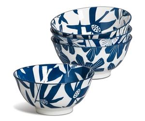 ONEMORE Juego de 4 cuencos de cerámica para sopa, 20 onzas, cuencos de porcelana azul para postre, helado, frutas, resistentes a los arañazos, aptos para microondas y lavavajillas, cuencos de cocina