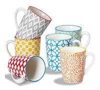 ONEMORE Juego de 6 tazas de café Coloful de 14 onzas, tazas de cerámica para microondas con asa, aptas para lavavajillas/horno, duraderas, opciones de regalo únicas, colores surtidos