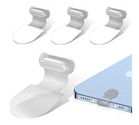 OneNine 4 tapones antipolvo compatibles con iPhone 14 13 12, con cierre de velcro y tapón antipolvo compatible con iPhone 14 13 Mini Pro Max 11,X, XS, XR (translúcido)