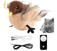 OneNine Juguete interactivo para gatos, pájaro, aleteo y canto real como un pájaro, juguete de peluche con hierba gatera, recargable, juguete para gatos con mando a distancia