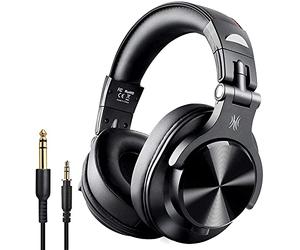 OneOdio A70 Auricurales Bluetooth Inalambricos 72H, Auriculares Diadema Cerrados con Puerto Compartido, Auriculares Cable de 3.5mm para DJ Piano Guitarra Grabación y Monitoreo AMP, Negro