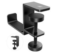 OneOdio MTL99 Soporte Plegable para Auriculares, Soporte Metálico para Cascos Ahorrador de Espacio, Gancho de Sujeción Bajo Escritorio, Montaje Universal para Auriculares Gaming, Negro