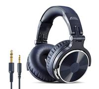 OneOdio Pro-10 - Auriculares de diadema con cable para DJ Bass con controlador de 50 mm, plegables y ligeros con Shareport y micrófono para monitoreo de grabación, podcast, guitarra, PC, TV (azul)
