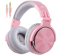 OneOdio Pro10 Auriculares DJ con Cable, Estéreo de Mezcla y Monitor de Estudio, 50mm Controladores, 3.5 y 6.35mm Conector de Audio para PC AMP Grabación de Teléfono Piano Guitarra, Rosa y Gris