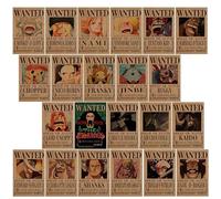 OnePiece Póster,22 PCS OnePiece Luffy Bounty Wanted Poster Kit de Collage de Anime Pared Manga Estética Carteles Pintura Hd Amantes del Anime Estar Dormitorio Decoración de Fotos para Regalos