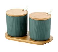 OnePine Juego de 2 Azucarera Azucarero de cerámica azúcar Pot con Tapa y Cuchara para Hogar y Cocina