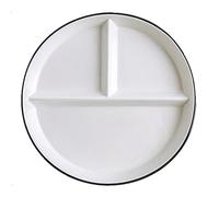 OnePine Plato de cerámica dividido en tres, plato nutricional de porciones, diámetro: 23 cm, estilo moderno, blanco