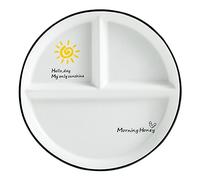 OnePine Plato Redondo de Porcelana para Control de Raciones, Dividido para Dieta de Adultos, Adelgazamiento y Alimentación Saludable, Diámetro: 23cm/9 inch